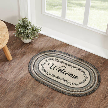 VHC Brands VHC Brands - Floral Vine Jute Oval Rug Welcome 20x30